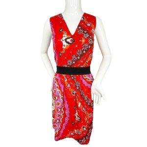 Emilio Pucci 100% Cotton Colorful Paisley Signature Print Sheath Dress Size 10
